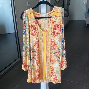 Rubber Ducky Paisley Long Sleeve Short Boho Dress